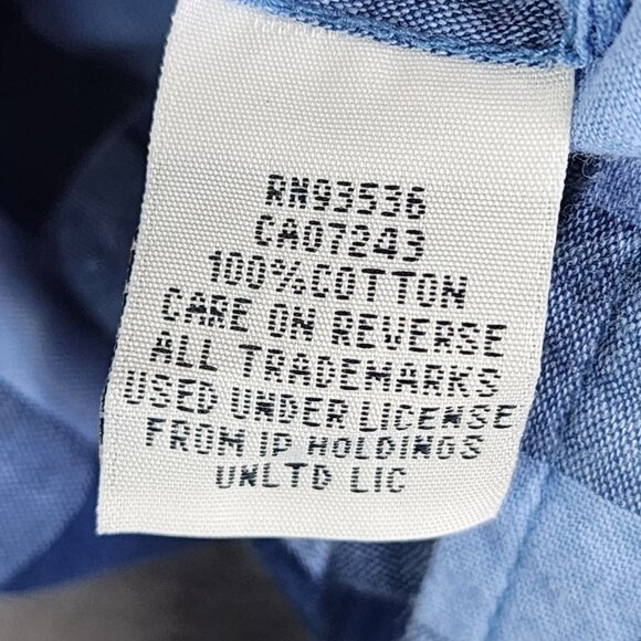 Men's Marc Ecko Shirt Blue Checkered Button-Up Long Sleeve Size XL - Picture 7 of 11